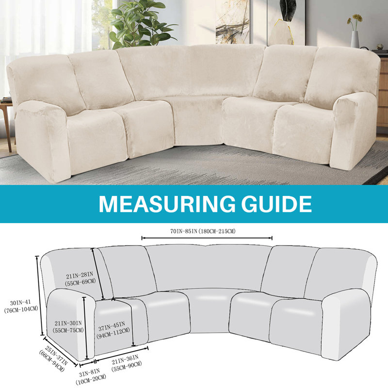 Latitude Run® Velvet Stretch 7Piece Sectional Sofa CoversReclining